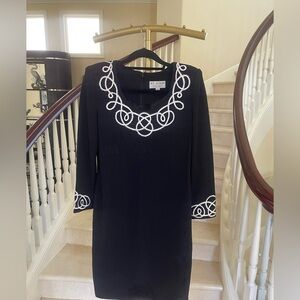 St. John Black Dress with White Detailing Midi